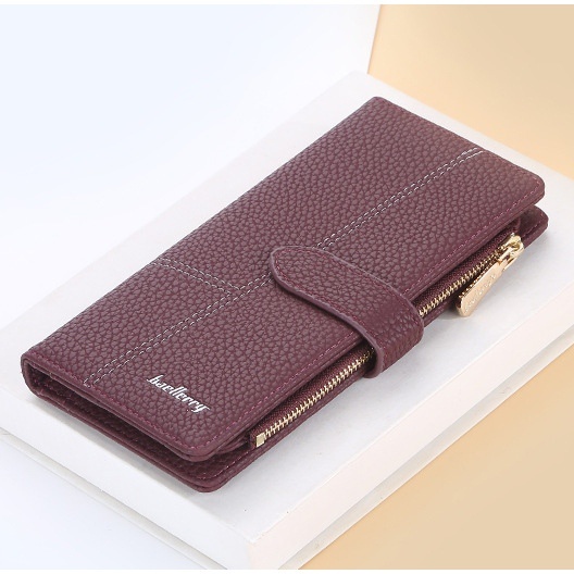 DOMPET LIPAT PANJANG WANITA KULIT BAELLERRY ORIGINAL BURGUNDY WA618M2 IMPORT KESACHI KOREA SLOT KARTU RESLETING UANG KOIN BRANDED REMAJA CEWEK KEKINIAN PREMIUM MURAH BATAM