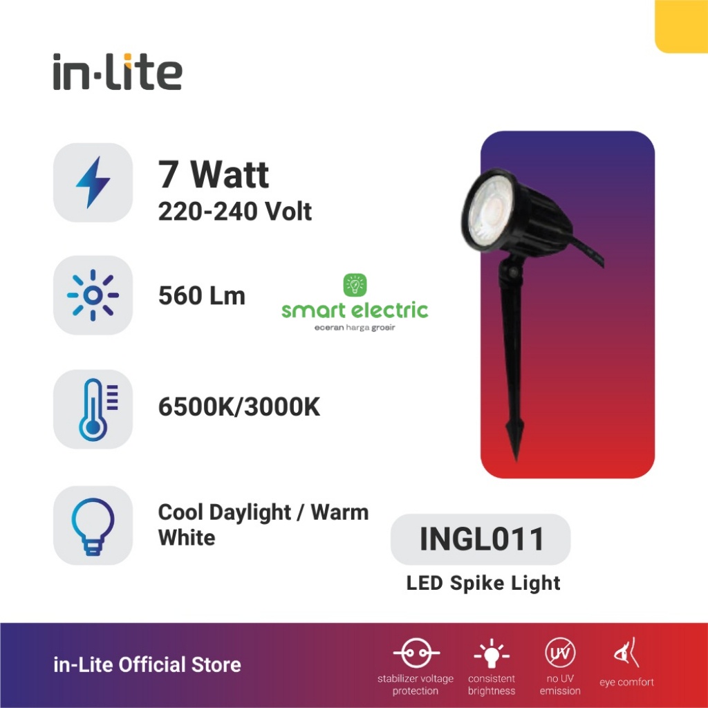 INLITE Lampu Sorot Taman Tancap 7 Watt LED Spike Light INGL011 Bagus