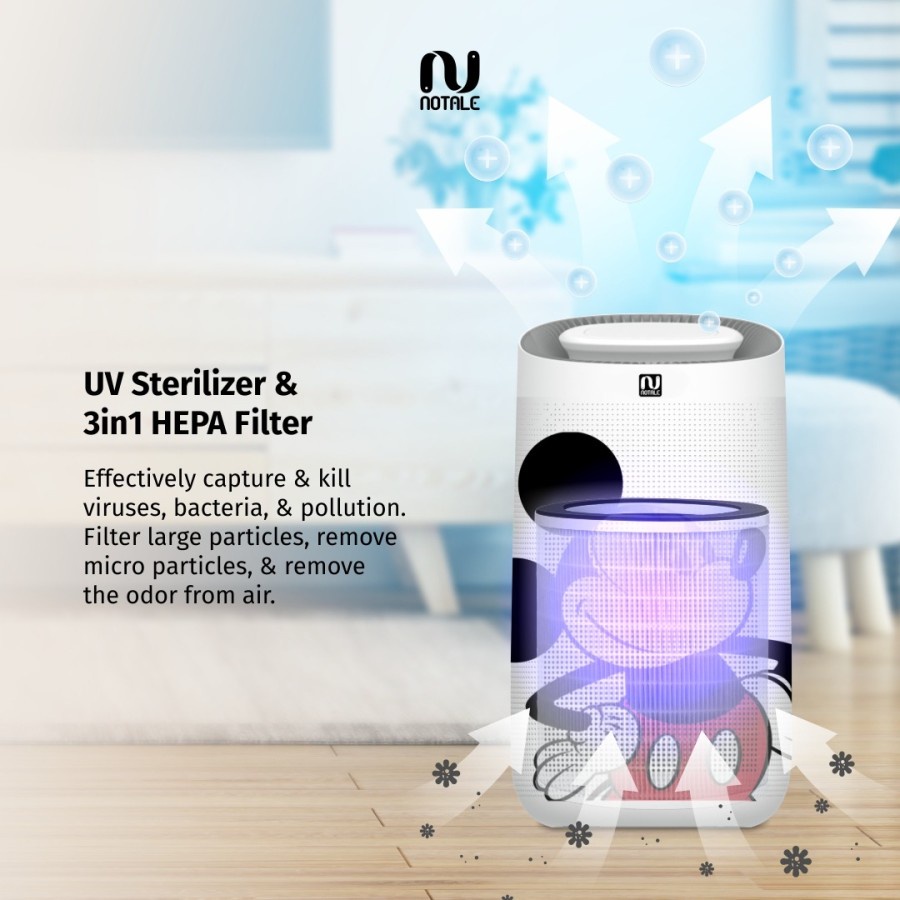 NOTALE AIR PURIFIER DISNEY MICKEY EDITION WITH HEPA H13 UV STERILIZER