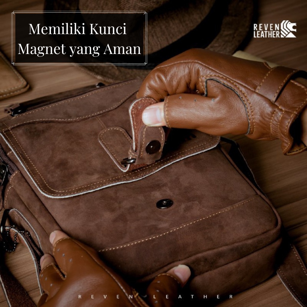 Tas Pria Selempang Slingbag Cowok STAINER Sling Shoulder BAG Bahan Kulit Sapi Asli Full 100% Original by Crown Leather CrownLeather Store