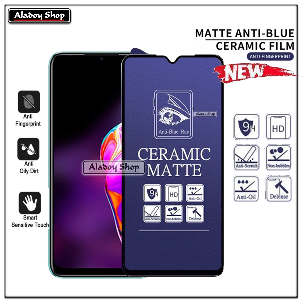 PAKET 3IN1 Anti Gores Blue Matte Anti Glare Infinix Hot 10s + Tempered Glass Camera dan Skin Carbon