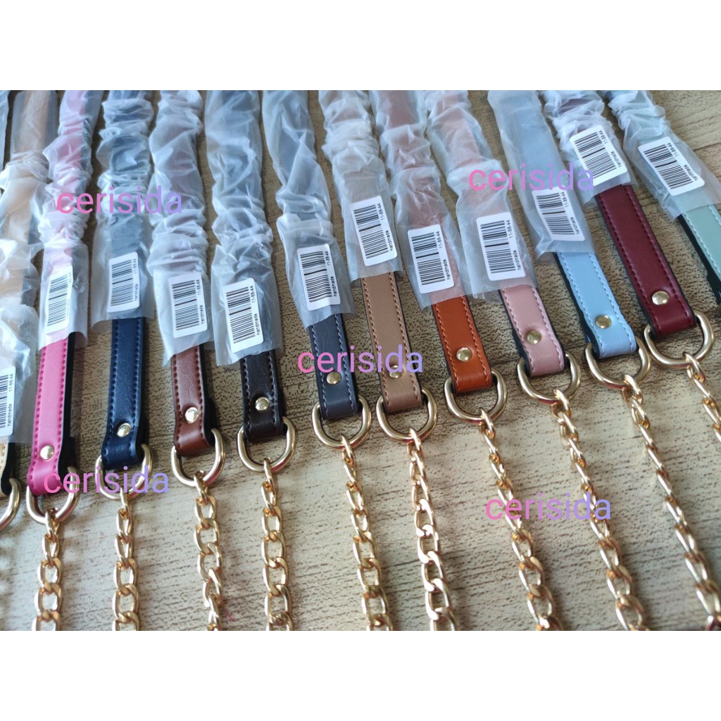 LONGSTRAP/TALI TAS SLEMPANG /KOMBINASI RANTE KOMBINASI KULIT TEBAL/HR SLEMPANG BK