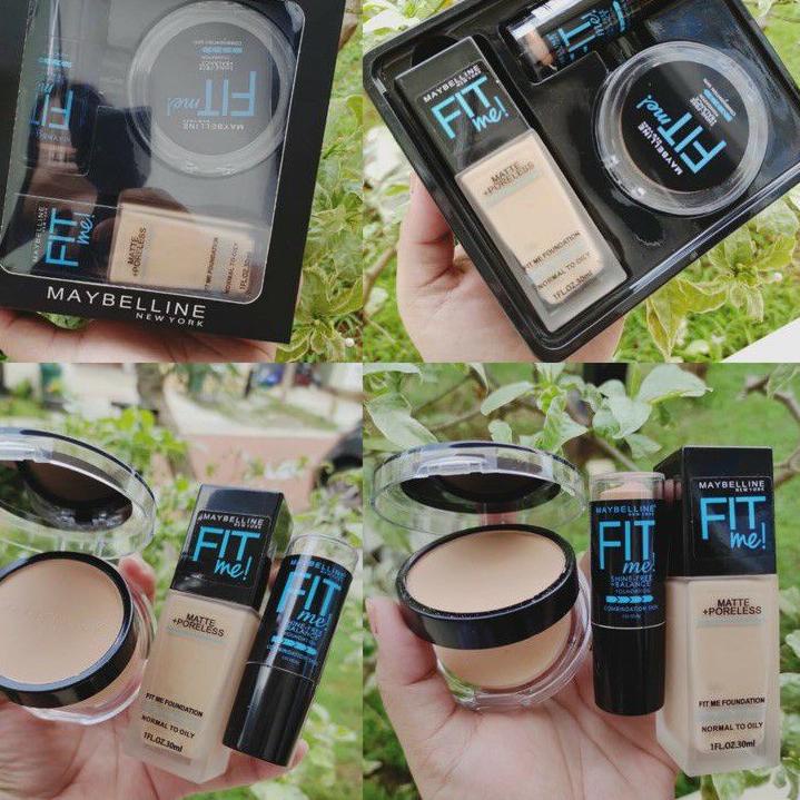 Lariz--Maybeline Fit Me Set 3in1 / 4IN1 Make Up Set / MAKE UP SET MEIBELLINE FIT ME 3IN1
