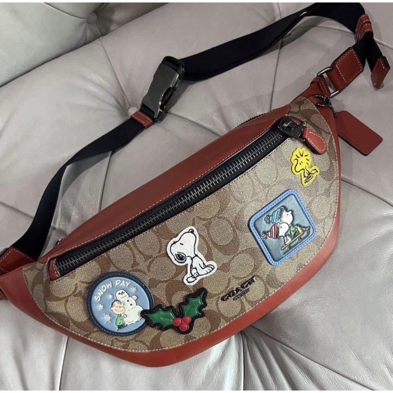 Coach Waistbag Beltbag x Peanut Snoppy In Signature Canvas