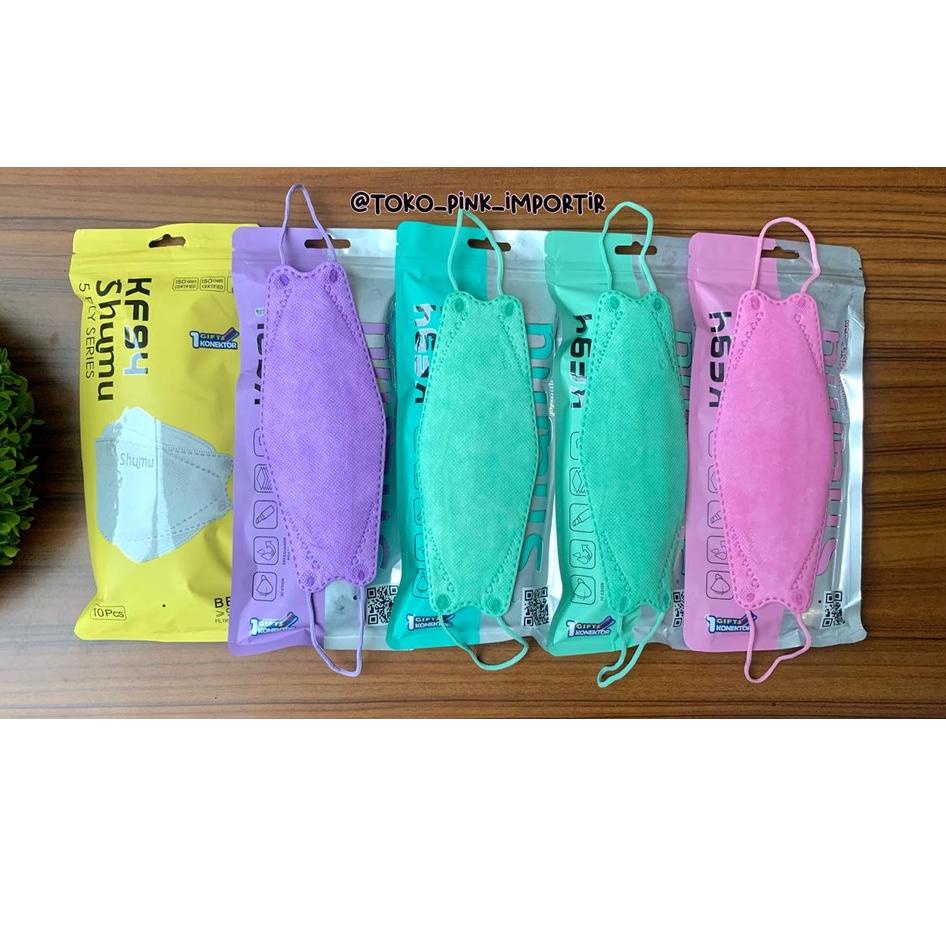 ㅇ TERMURAH MASKER KF94 SHUMU 5PLY ORIGINAL EMBOSS KEMENKES ISI 10 FREE CONECTOR HIJAB | MASKER 4PLY 