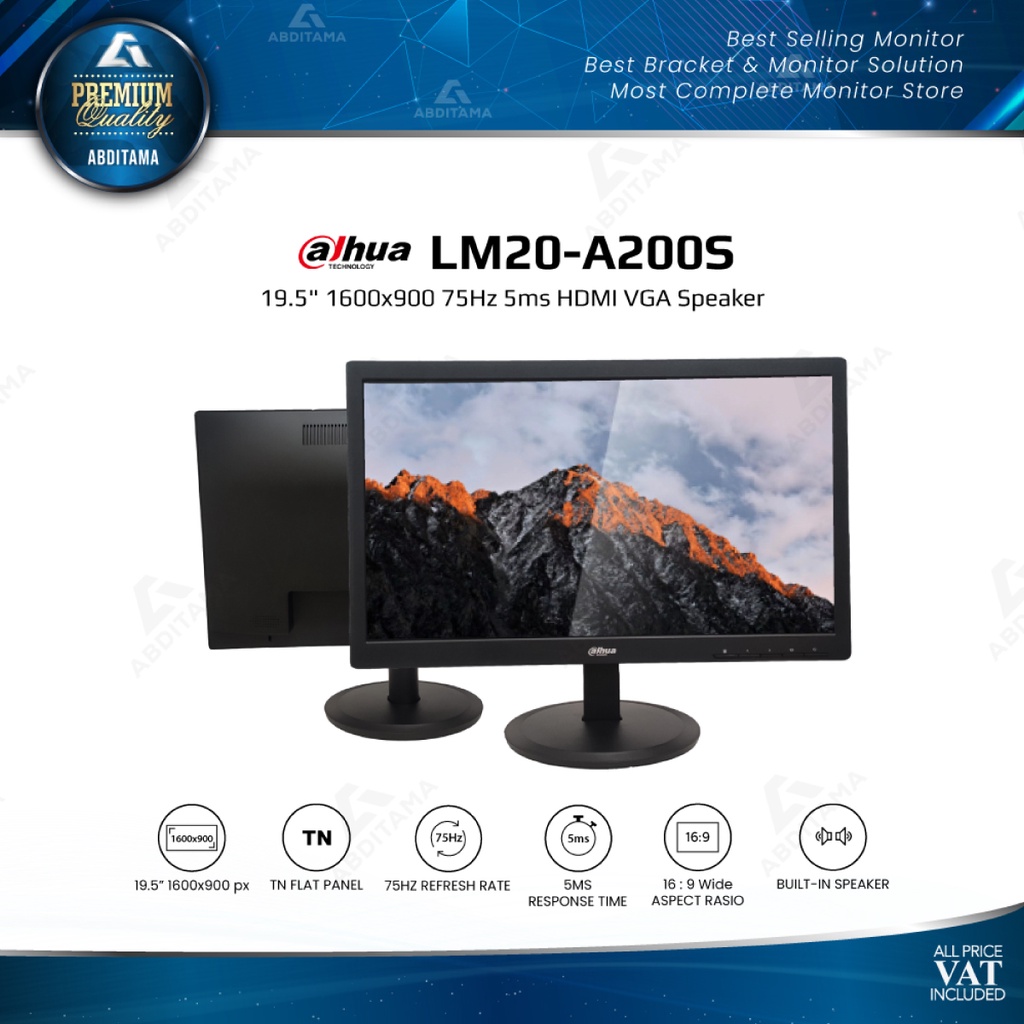 Monitor LED DAHUA LM20-A200S 19.5&quot; 1600x900 75Hz 5ms HDMI VGA Speaker