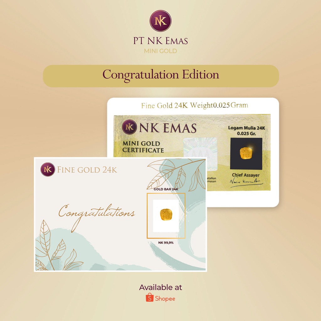 25 Pcs NK Mini Gold 0.025 Gram (Congratulation Envelope Edition) B