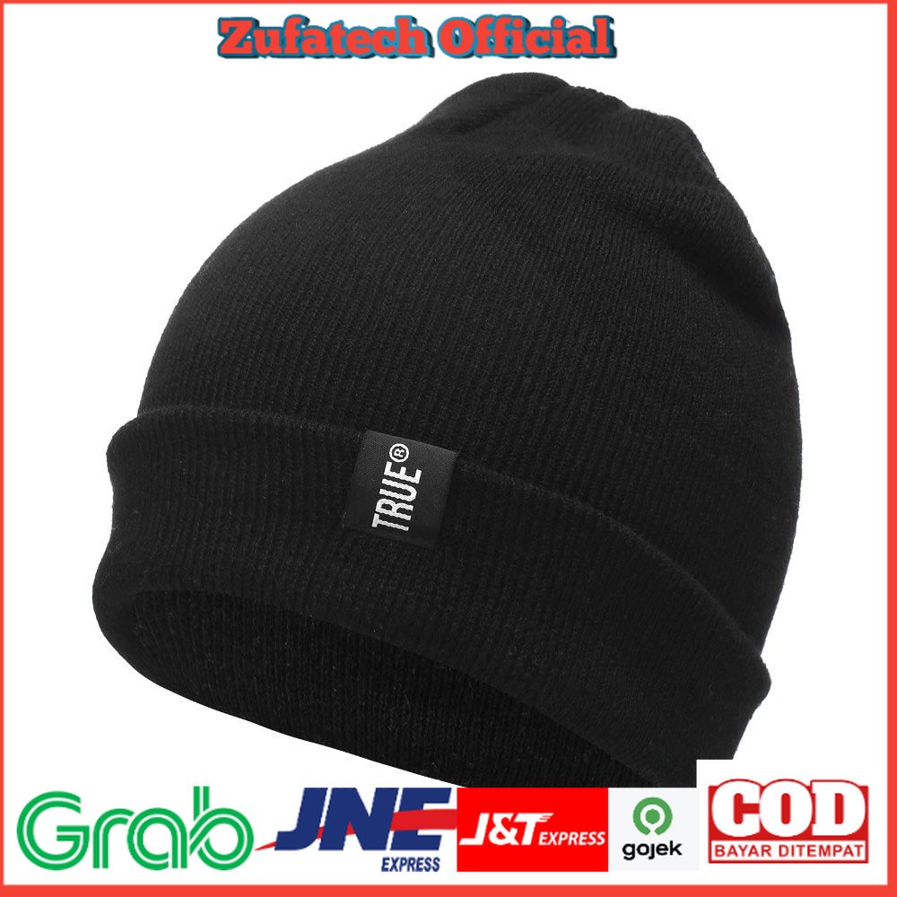 Rhodey TRUE Topi Kupluk Rajut Beanie Hat - Black