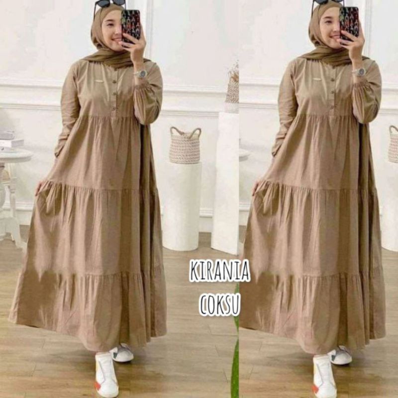 MIDI DRESS KIRANIA / MIDI DRESS WANITA TERBARU 2023 / MIDI DRES POLOS / BISA COD