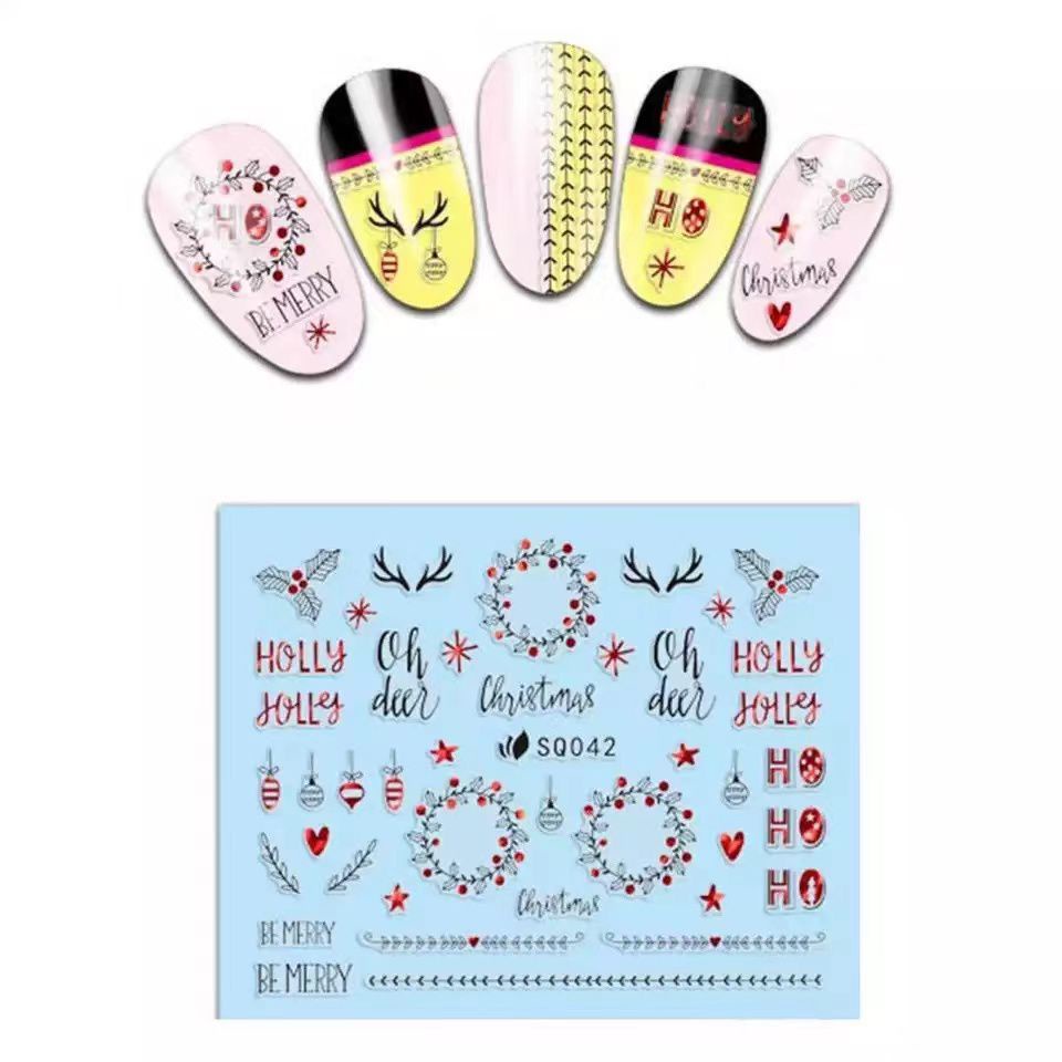 Nail Sticker Christmas Mini Water Decal 3D/ Stiker Kuku Natal Santa Snow Rusa Hari Natal ecer (per lembar kecil)