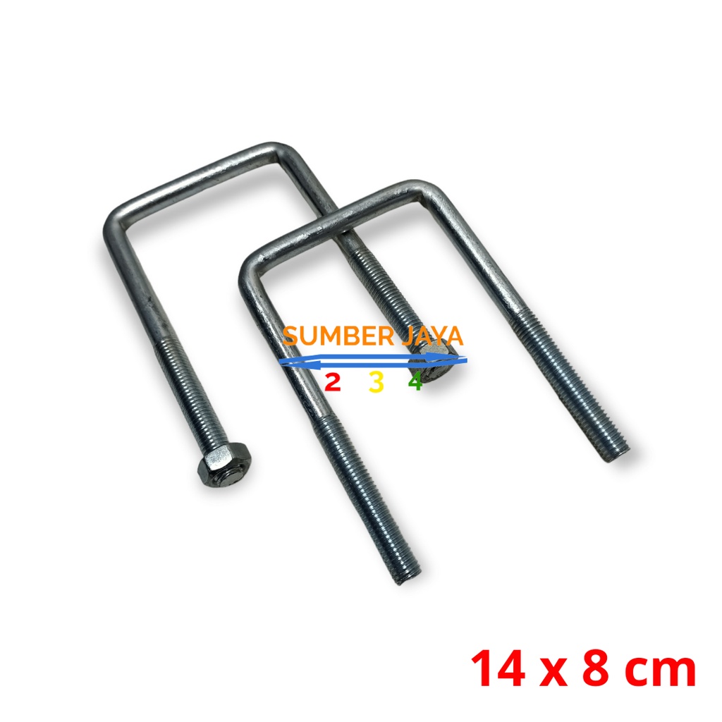 U bolt ukuran 14cm x  8cm