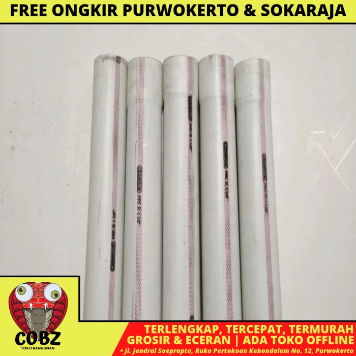 1 1/2 INCH / CHAMPION D Lis Merah Pipa Pralon Paralon PVC Per Batang