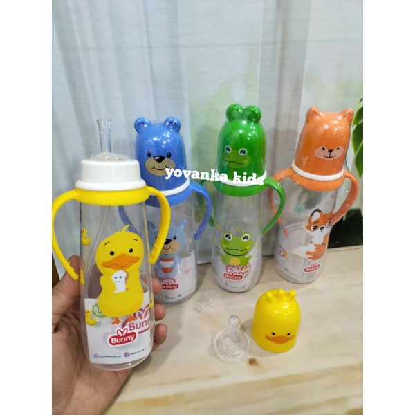 Paket Botol Susu Karakter Lucu(Botol+Nipple+Gagang+Sedotan)BPA Free 250 Ml/125 Ml 2418