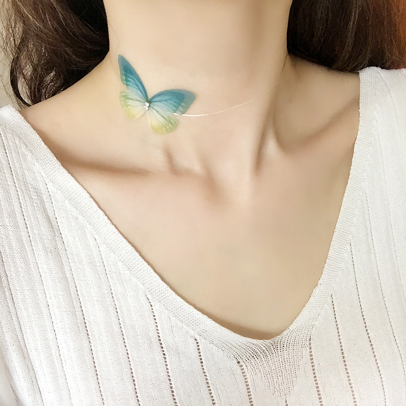 Fairy Butterfly Kalung Choker Wanita Bahan Tulle Invisible Untuk Musim Semi / Panas