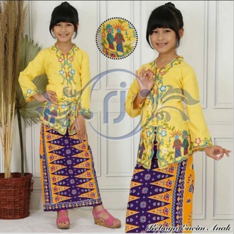 stelan kebaya encim anak/atasan kebaya Betawi/rok Betawi anak adat