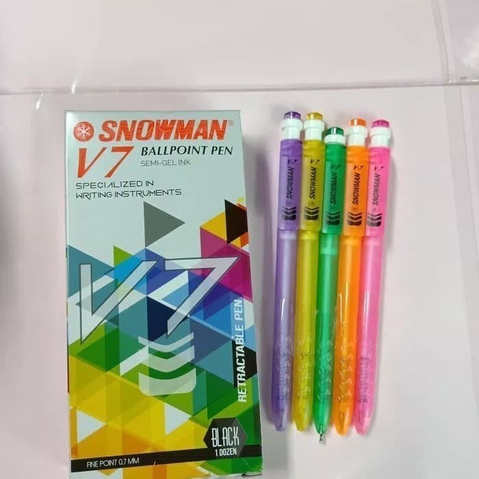 

Ballpoint Bolpen Snowman V7 Semi Gel Ink Fine Point 0,7 Mm