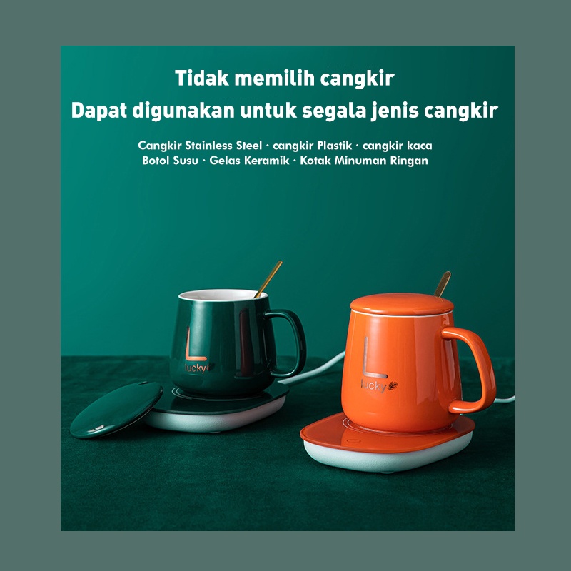 Holiven Gelas Set Keramik Pemanas / Mug Cangkir Elektik Dengan Pemanas