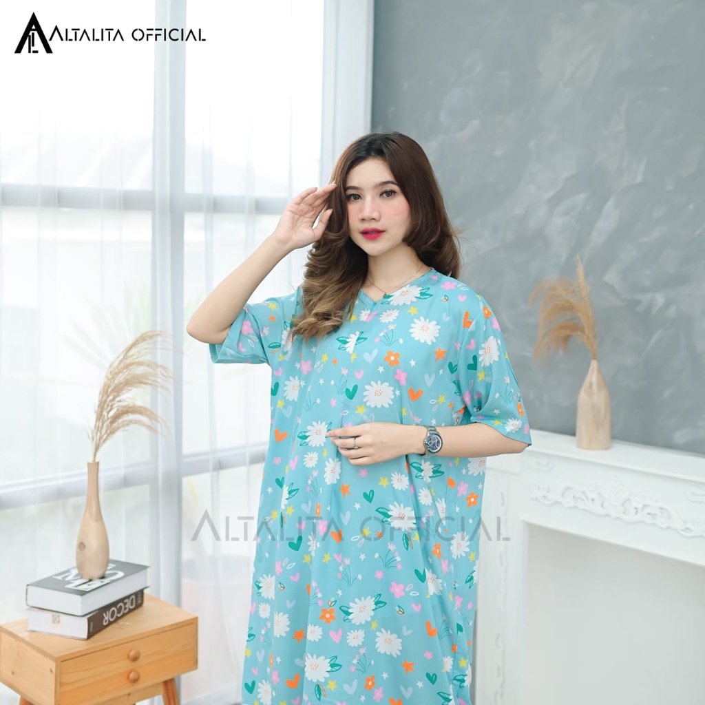 Altalita - Daster Habel Panjang Lengan Tangan Pendek Busui Semata Kaki Jumbo LD 120 Bahan Rayon Premium Motif Kekinian Non Ruffle