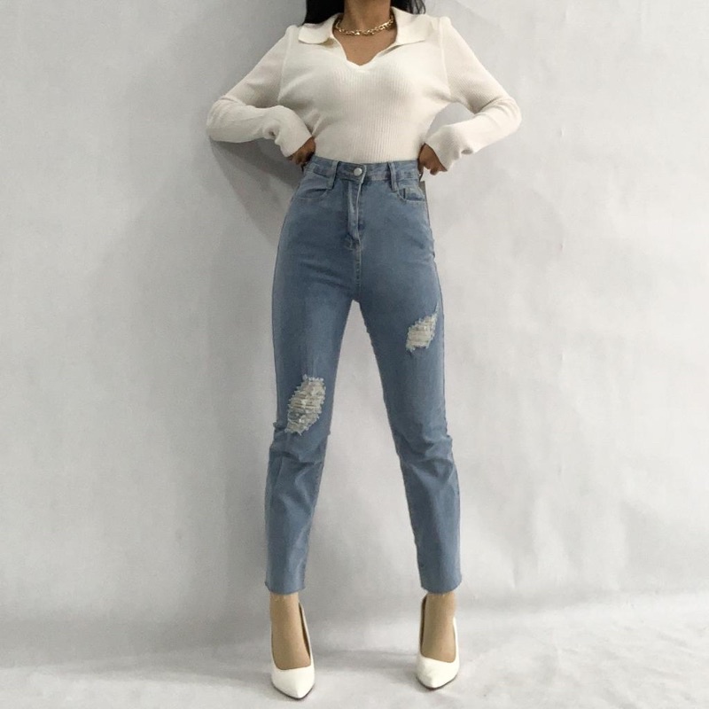 [LUXE.DLABEL]-E67 Jeans |Celana Jeans Highwaist Wanita Import Celana Panjang Jeans Highwaist Wanita Boyfriend Jeans Baggy Jeans Straight Jeans Wanita Murah Import Premium Korea