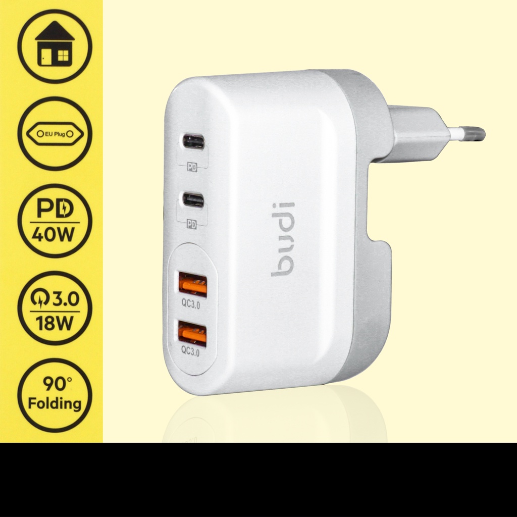 Adaptor / Adapter Charger Fast Charging 2 Port USB Quick Charge 3.0 18W + 2 Port PD USB-C 40W Wall Charger Adaptor