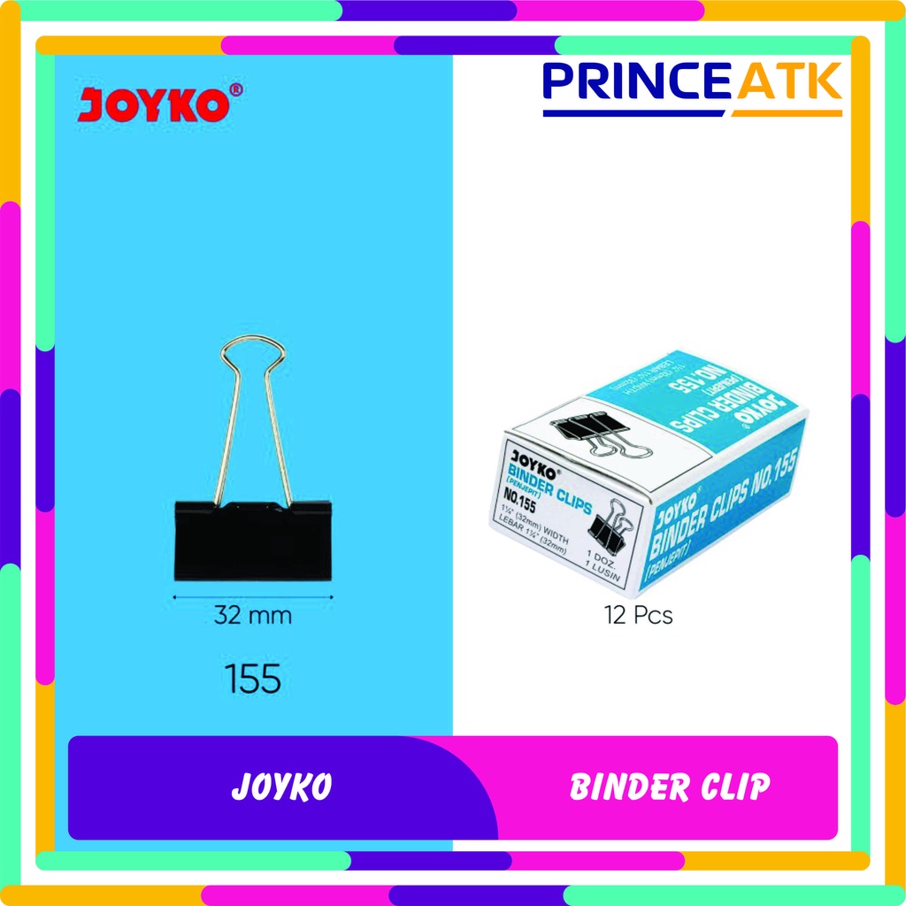

[12 PCS] JOYKO BINDER CLIP / PENJEPIT KERTAS JOYKO HITAM NOMOR 155