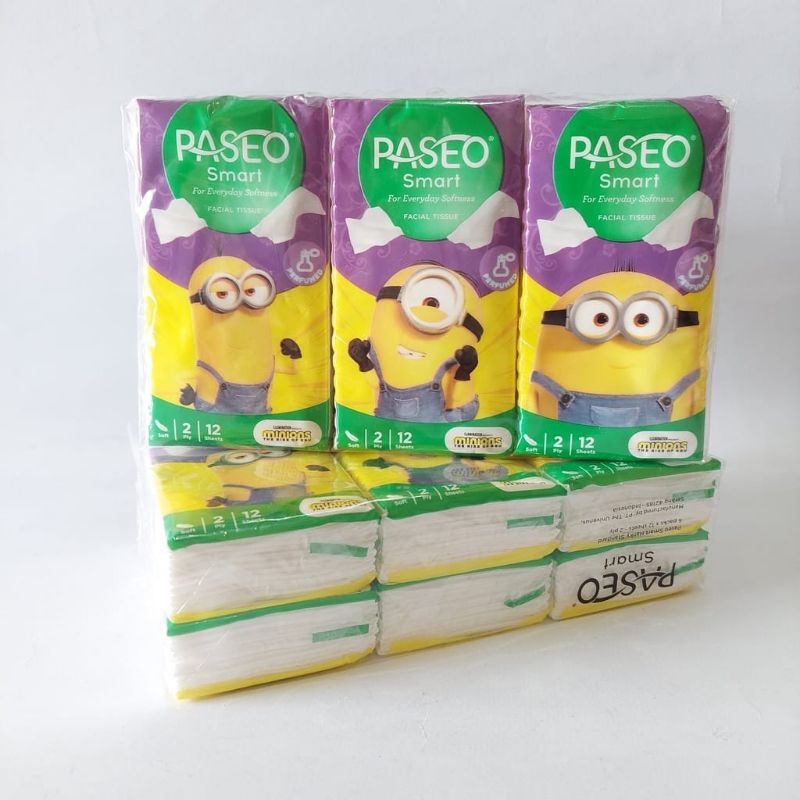 Paseo smart facial tissue 50 sheets / 12 Sheets  2 ply (Travel Size)