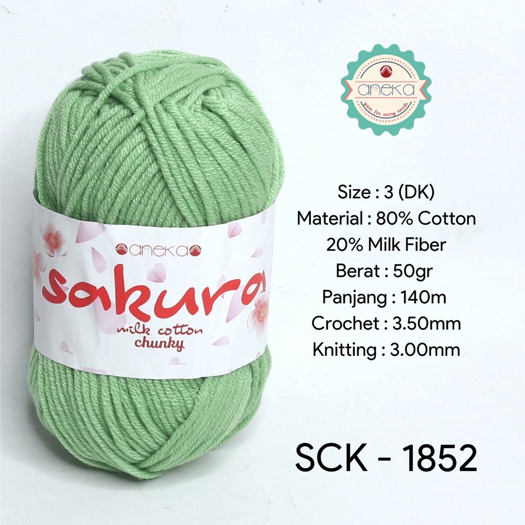 Benang Rajut Katun Susu Sakura Milk Cotton Chunky - 1852