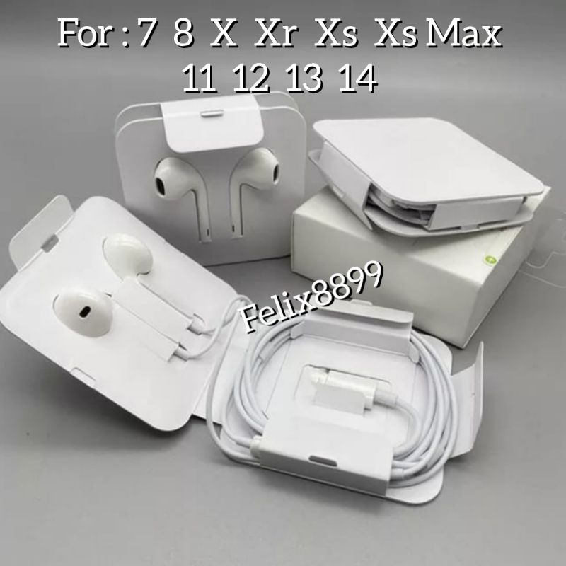 Headset Earphone 7 8 X Xr Xs Xs Max 11 12 13 14 ( Colok langsung connect)