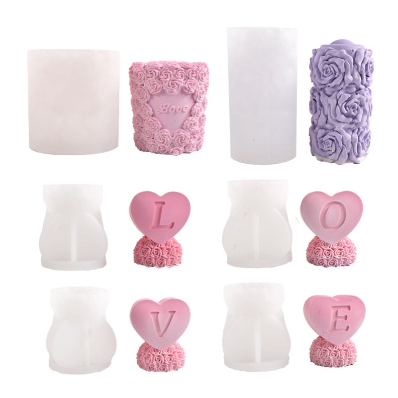 Siy Cetakan Silikon 3D Mawar Hati Untuk Handmade Dekstop Decor Gypsum Epoxy Resin Mold Untuk Dekorasi Rumah