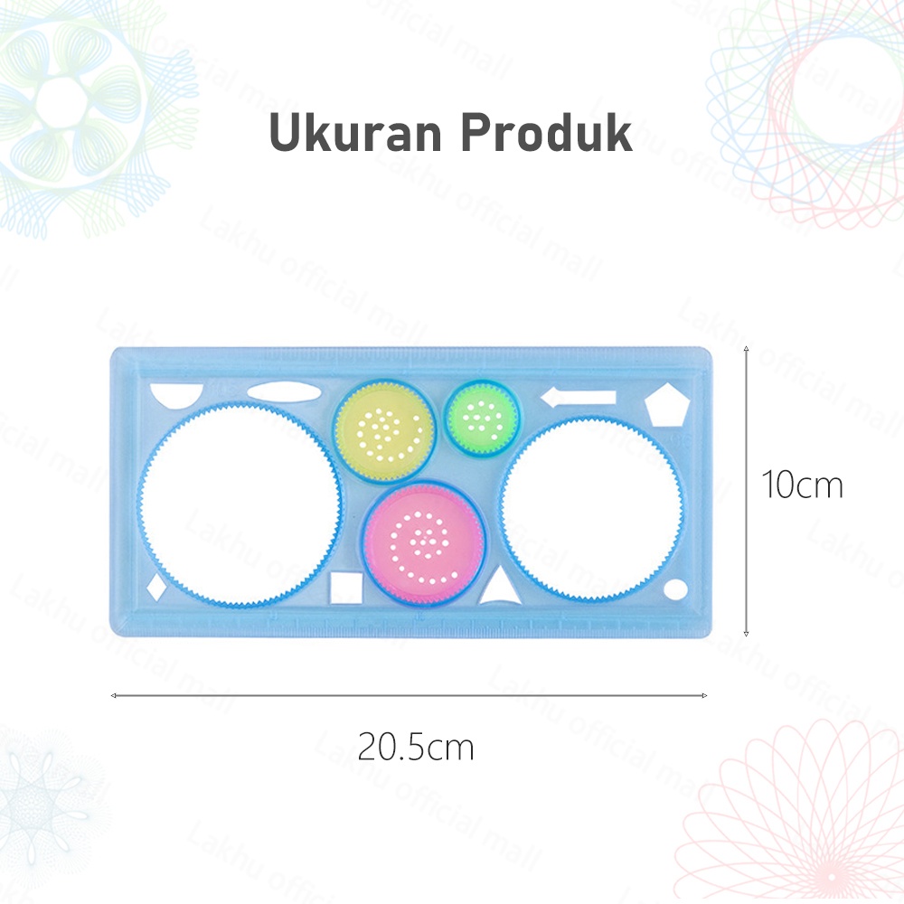 JCHO Garisan Rotary Pattern Bunga / Penggaris Rotari Kembang / Magic Spirograph Geometric Ruler