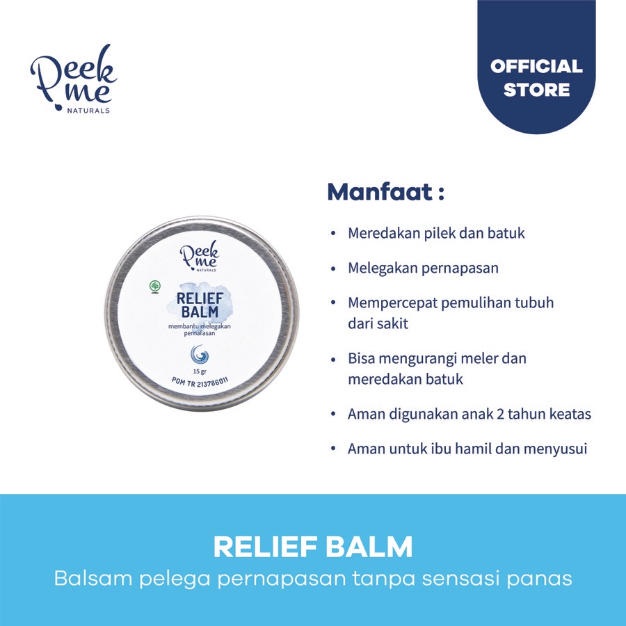 PEEK ME RELIEF BALM 15GR Obat Balsam Batuk Pilek Flu Tidak Panas