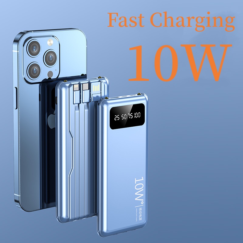 Powerbank 20000mAh 3 Cables Fast Charging Full Capacity Dual USB Portable Digital Display LED