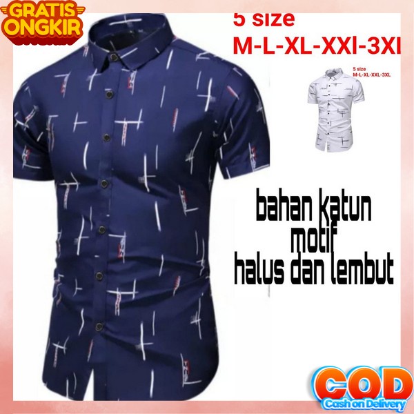 Kemwja Atasan Jumbo Pakaian Cwo Casual Kemeja Pria Lengan Pendek Baju Kemeja Pria Jumbo Bsju Hem Cow
