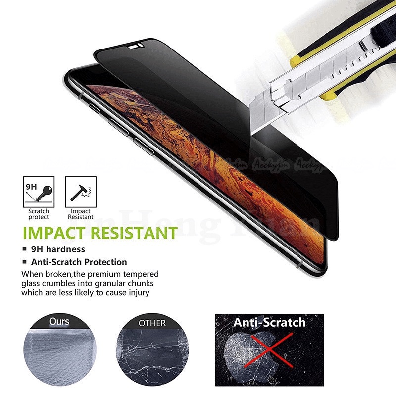 ANG Tempered Glass Anti Spy / Privasi anti gores kaca FOR IPhone 14 13 12 11 X XR XS 8 7 6 6S PLUS PRO MAX