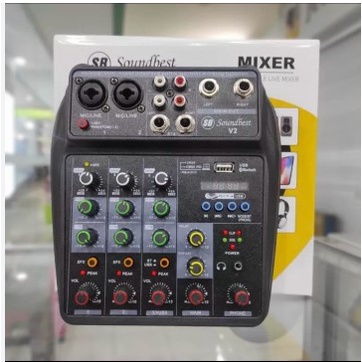Mixer Mini SOUNDBEST V2 Mikser audio rumah Original 4 Chanel Miks