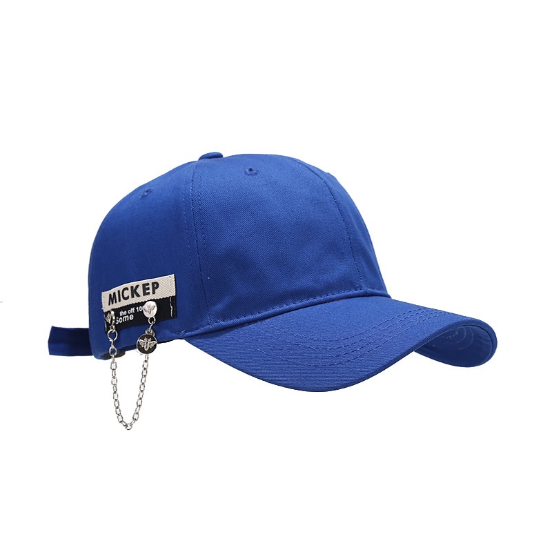 Mode Alfabet label Topi Baseball Untuk Wanita Pria vintage Warna Solid Rantai Hip Hop Topi Klein Kepribadian Biru Pasang Topi Kerai Luar Ruangan
