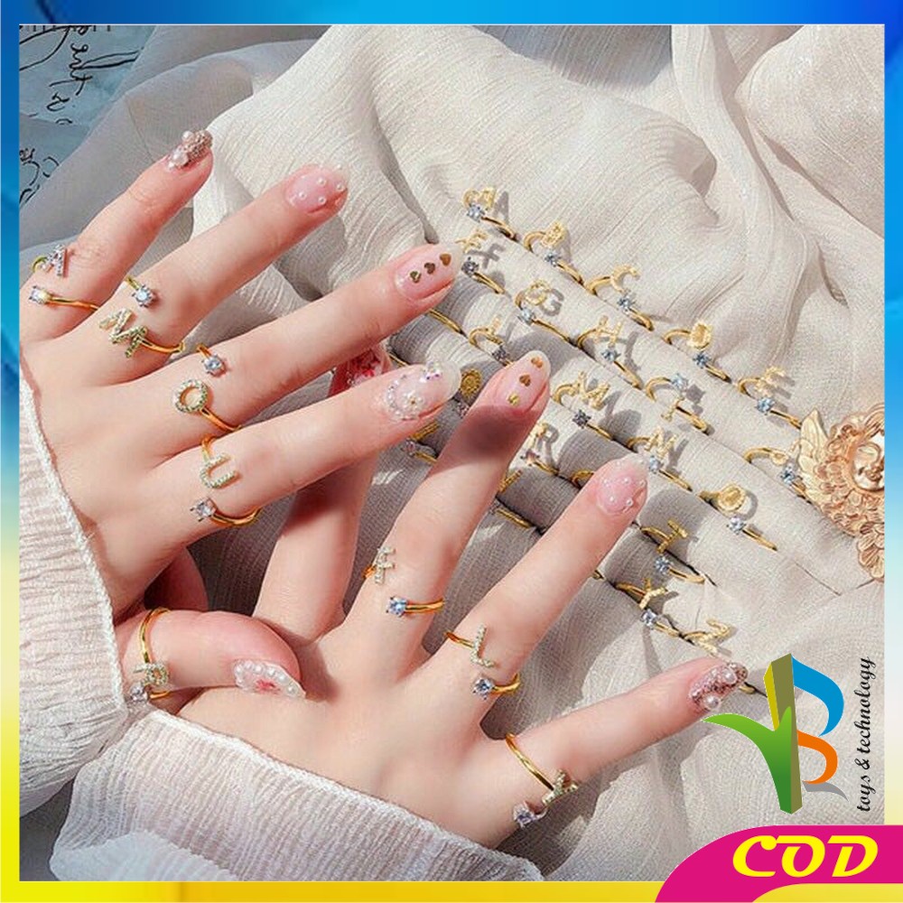 RB-K59 Cincin Huruf Silver Abjad Huruf A-Z Stainless Inisial Nama Cincin Alphabet Wanita Fashion / Cincin Wanita Huruf Set Perhiasan Wanita