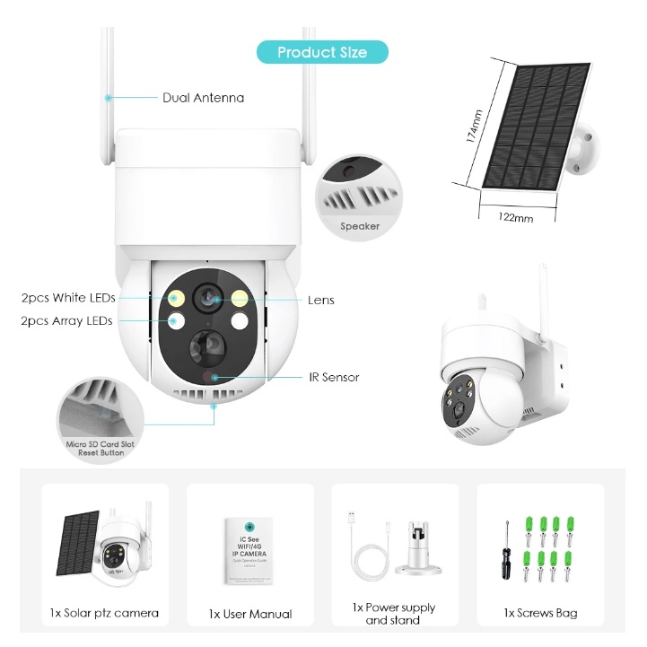 Ezsee Camera IP PTZ Panel Surya WIFI 1080P Kamera CCTV