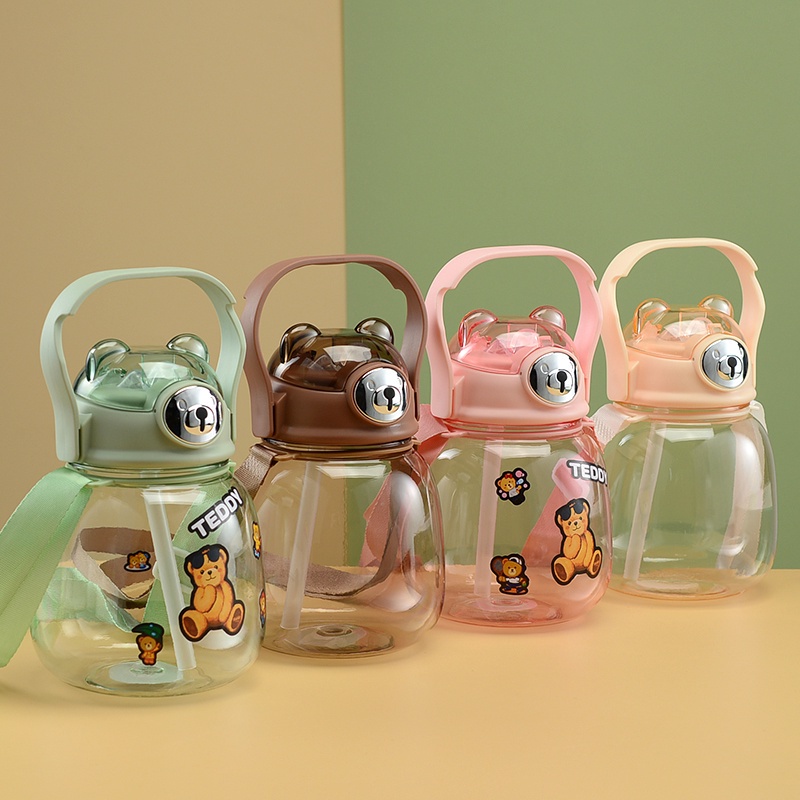 Botol minum anak karakter beruang teddy bear botol air minum anak viral lucu dengan tali 1,3 liter