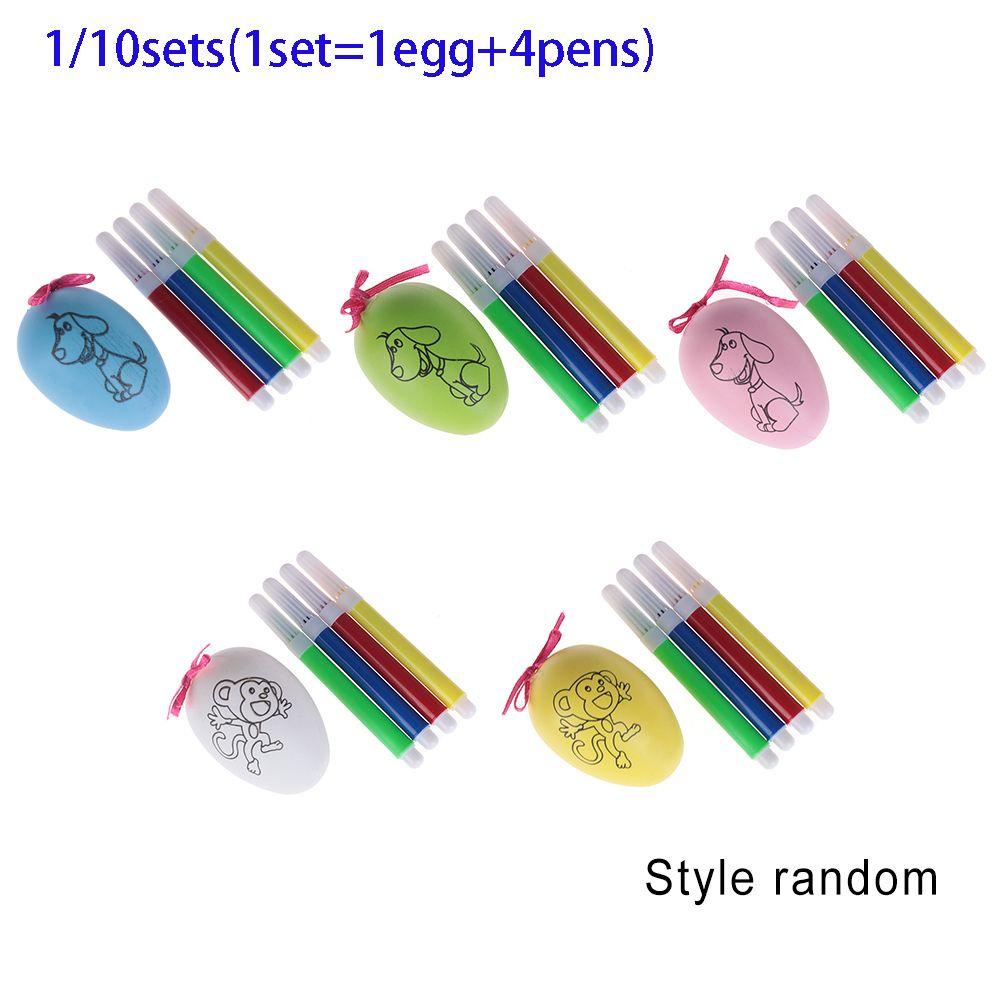 Preva1/10set (style random) Hadiah Telur Paskah DIY eggshell Plastik
