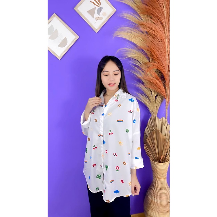 Tq88indonesia Fashion Baju Kemeja Jumbo Wanita Terbaru / Dexy Kiyowo Loose Oversize XXL Shirt / Kem / Hem Cewek / Busana Casual / Ootd