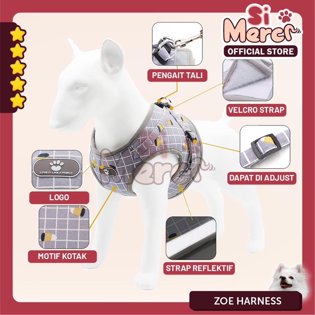 Rompi Kucing Harness Tali Tuntun Motif Kotak-Kotak Plaid | Rompi Kucing Anjing Murah | Tali Tuntun Murah | Cat Dog Leash Tali Tuntun Anjing Dog Puppie Kucing / Tali Reflektif Anjing Kucing