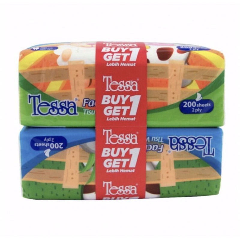 TESSA FACIAL TISSUE 2PLY 200 SHEET BUY 1 GET 1