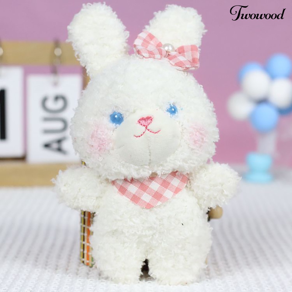 Twowood Rabbit Keychain Multiguna Realistis Tiga Dimensi Berbulu Hadiah Liburan Super Lembut Indah Kartun Kelinci Boneka Mewah Mainan Kunci Liontin Untuk Anak