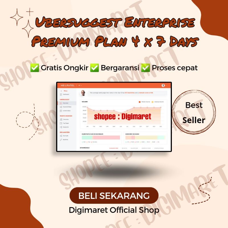 Ubersuggest Premium 4 x 7 Days | Software Ubersuggest | Ubersuggest Agency | Ubersuggest Enterprise