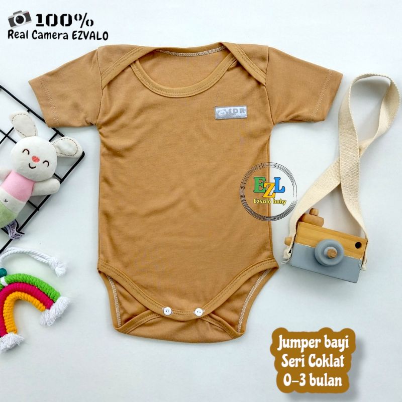 JUMPER PENDEK BODYSUIT BAYI NEWBORN 0-3 BULAN SERI COKLAT
