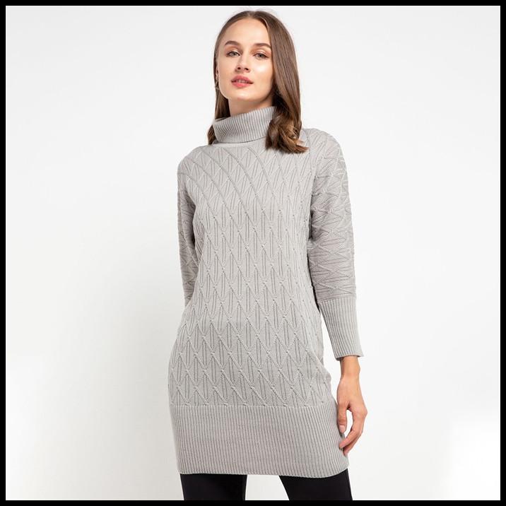 Cable Batwing Knit Dress 484 Grey Mel