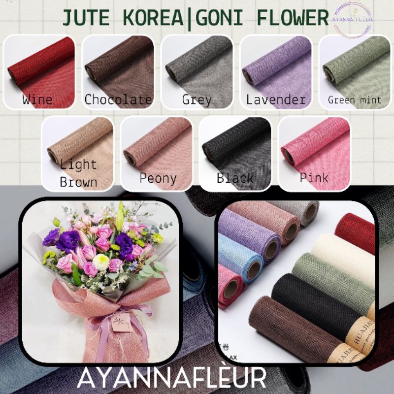 

Flower Wrapping Paper Jute Korea 45x65cm • Karung Goni • Mesh Roll • Kertas Buket Bunga Florist