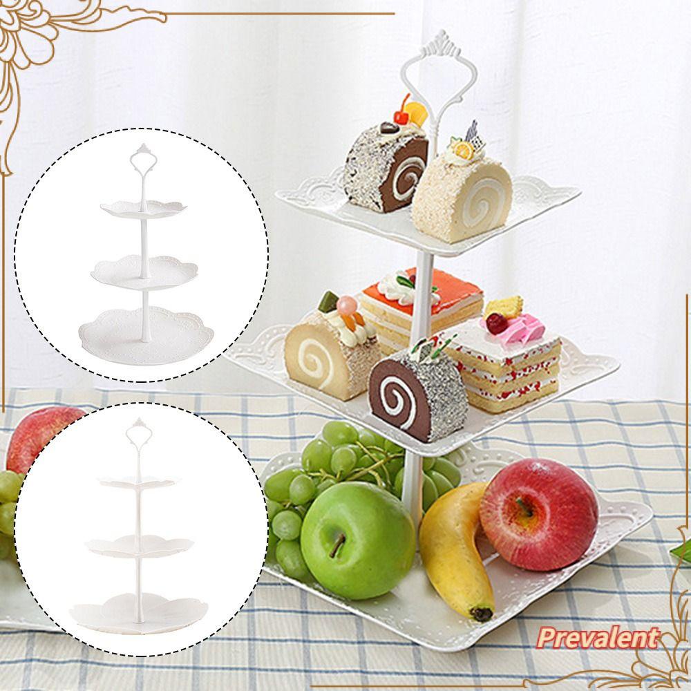 Preva 3tingkat Cake Stand Perlengkapan Pesta Detachable Vintage Embossed Plates Tableware