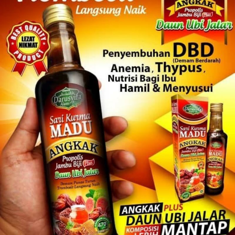 

Madu Angkak Darusyifa 470gr | Madu Sari Kurma Angkak Plus Propolis Jambu Biji Daun Ubi Jalar, Untuk DBD, Typus